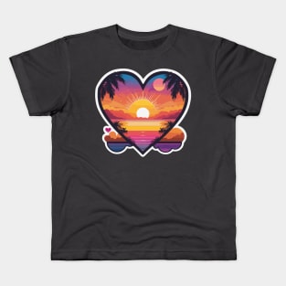 sunset heart Kids T-Shirt